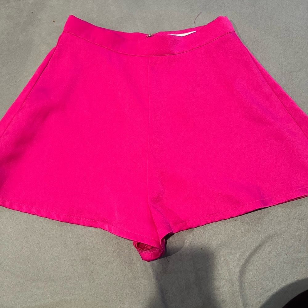 Hot pink zip up shorts